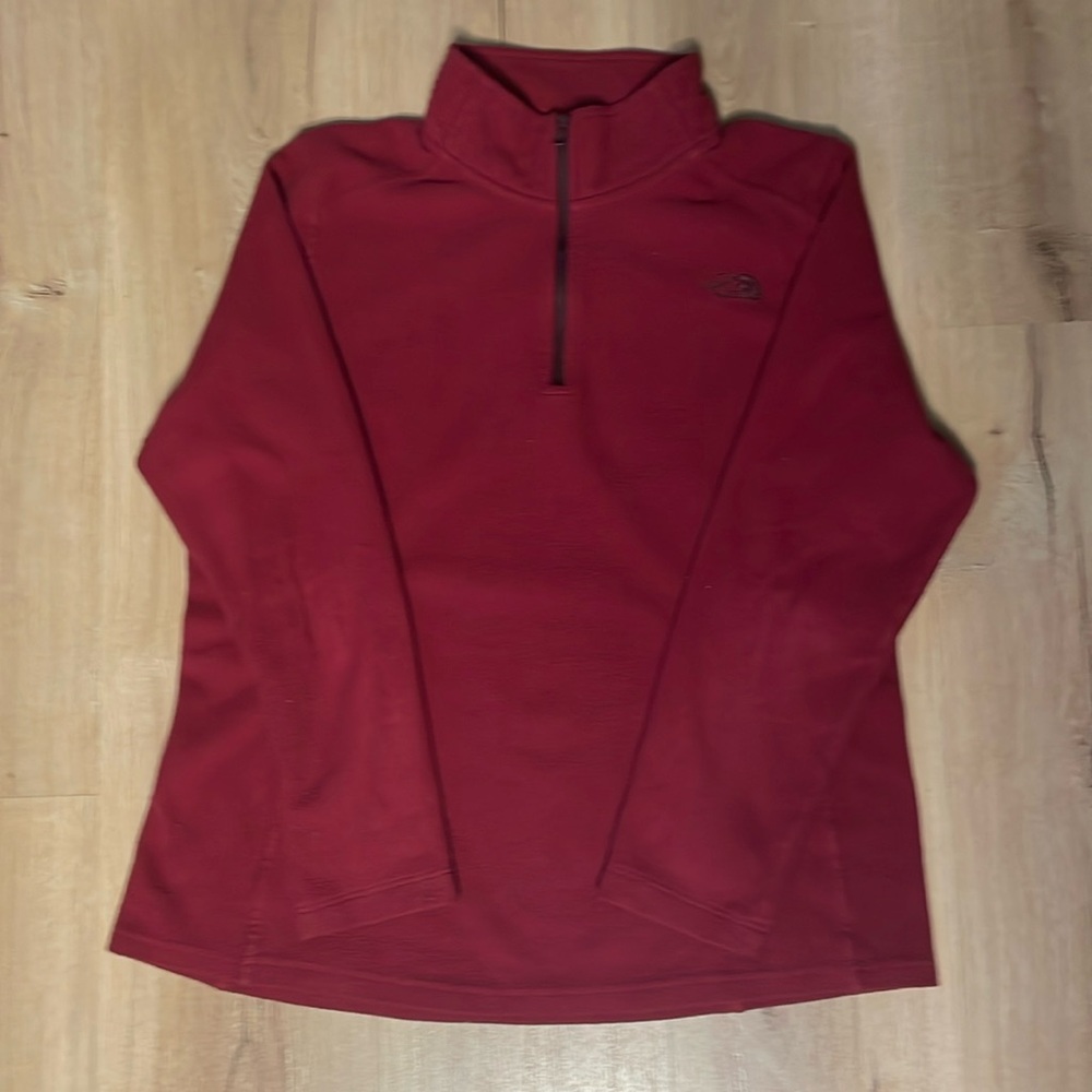 The North Face Women's Fleece‎ Quarter-Zip Sweater. Red. Well-Worn. See photos.